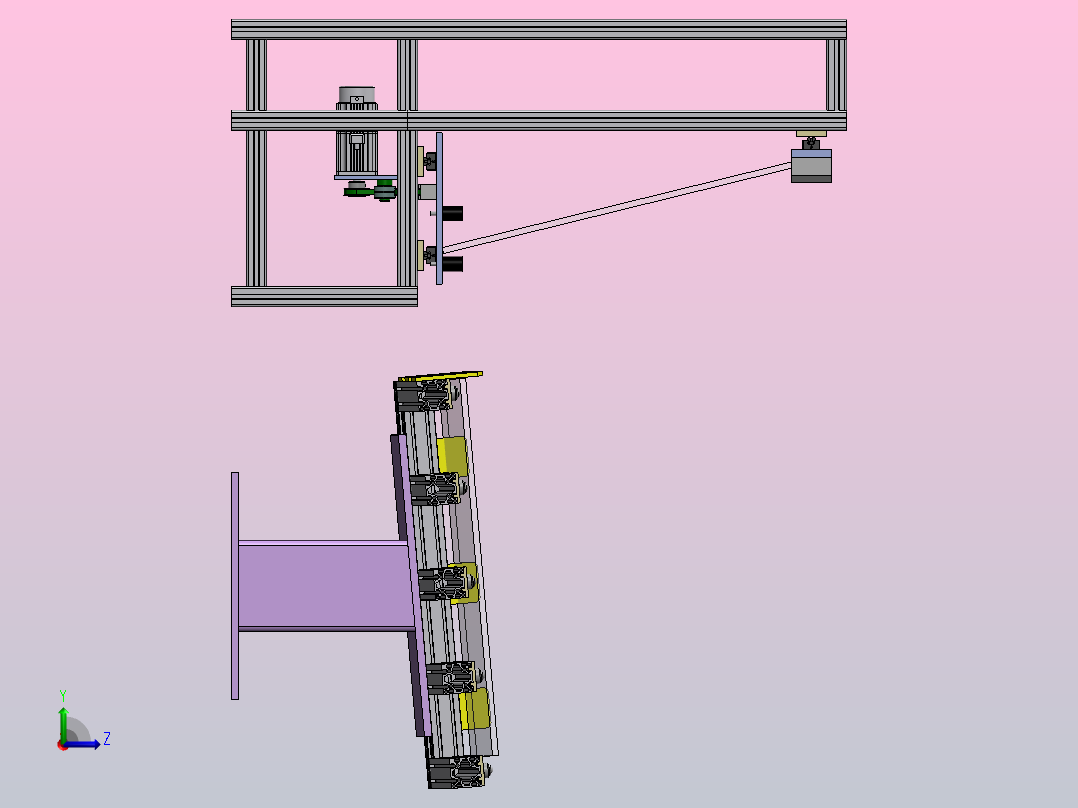 玻璃上下料工装左视图