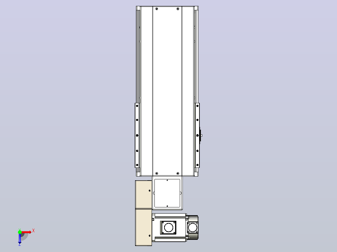皮带直线轴半封闭可选导轨TPA-HNB-220D-176-L200-ML-C-P1K-N3俯视图