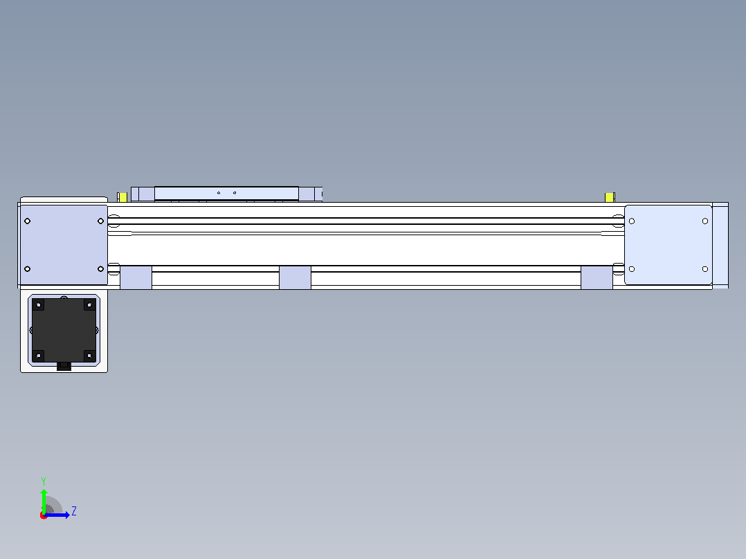 DMEB110-RDCR欧规同步带模组直线模组（电机右下折）[DMEB110-L13S350-DT750-C2U-RDCR]左视图