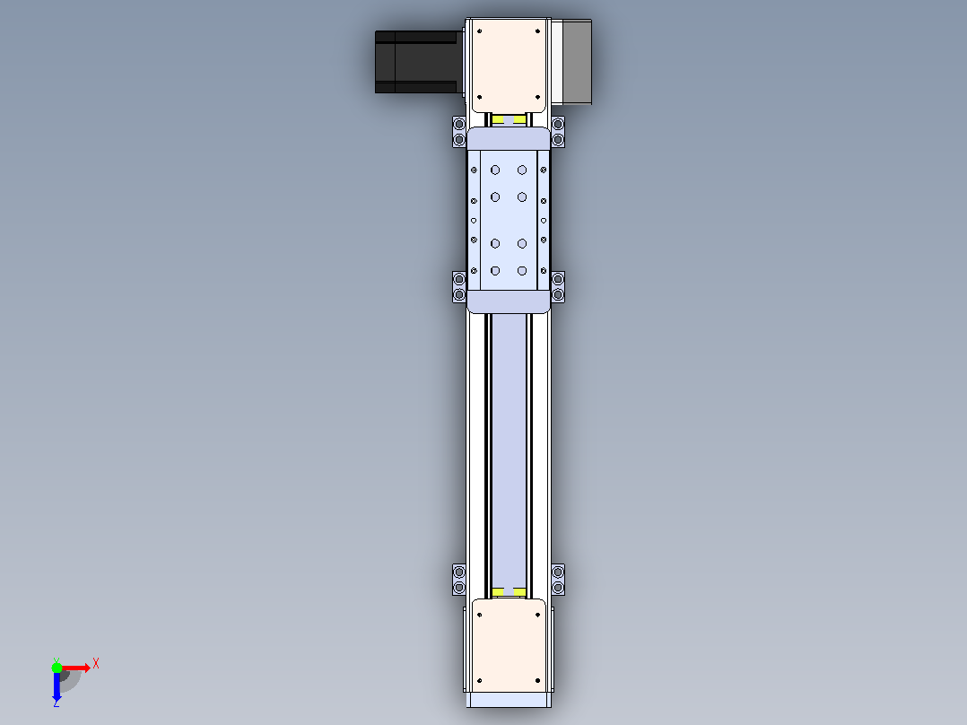 DMEB110-RDCR欧规同步带模组直线模组（电机右下折）[DMEB110-L13S350-DT750-C2U-RDCR]俯视图