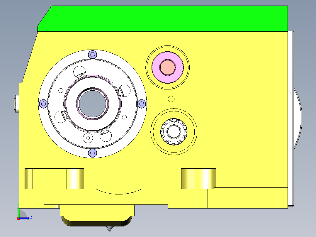 液压换档结构齿轮箱左视图