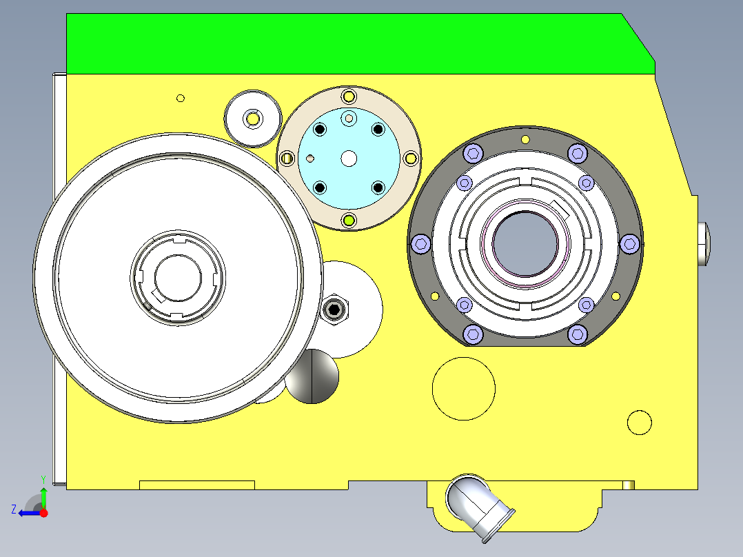 液压换档结构齿轮箱右视图