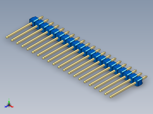 彩色公头100mil（2.54mm）系列-DS1021_blue_1x21p_100mil_Type5_rev1.0正等轴测缩略图