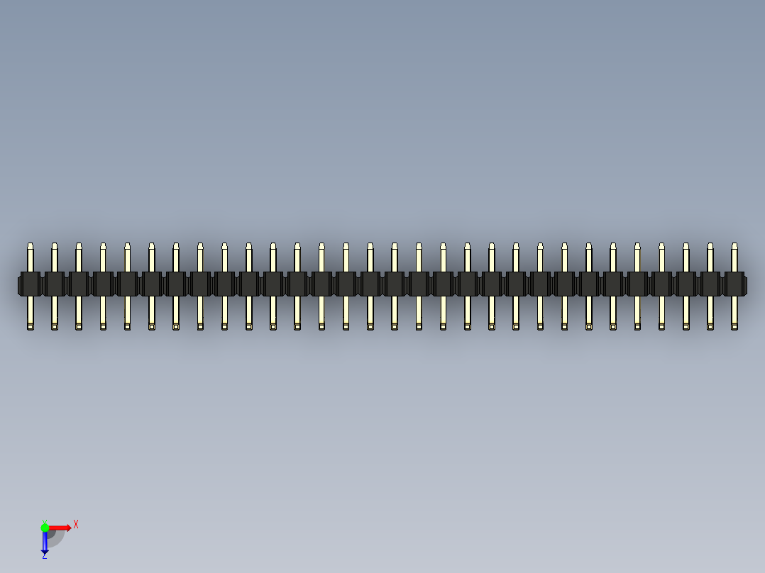 彩色公排针 100mil 2.54mm 系列-DS1022_black_30p_100mil_TypeU_rev1.0俯视图