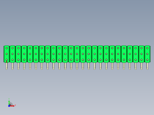 彩色公排针 100mil 2.54mm 系列-DS1022_green_3x25p_100mil_TypeD_rev1.0前视缩略图