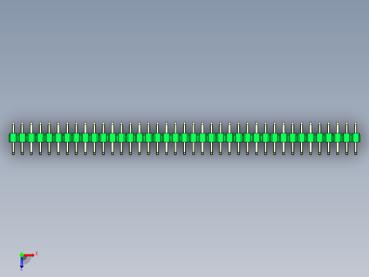 彩色公排针 100mil 2.54mm 系列-DS1022_green_39p_100mil_TypeU_rev1.0俯视缩略图
