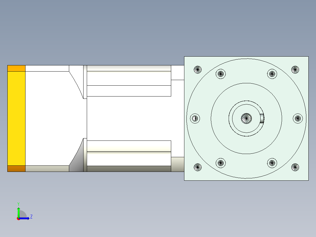 换向器PW140单轴 PLX120-L2 28-110-145-M8.stp左视图