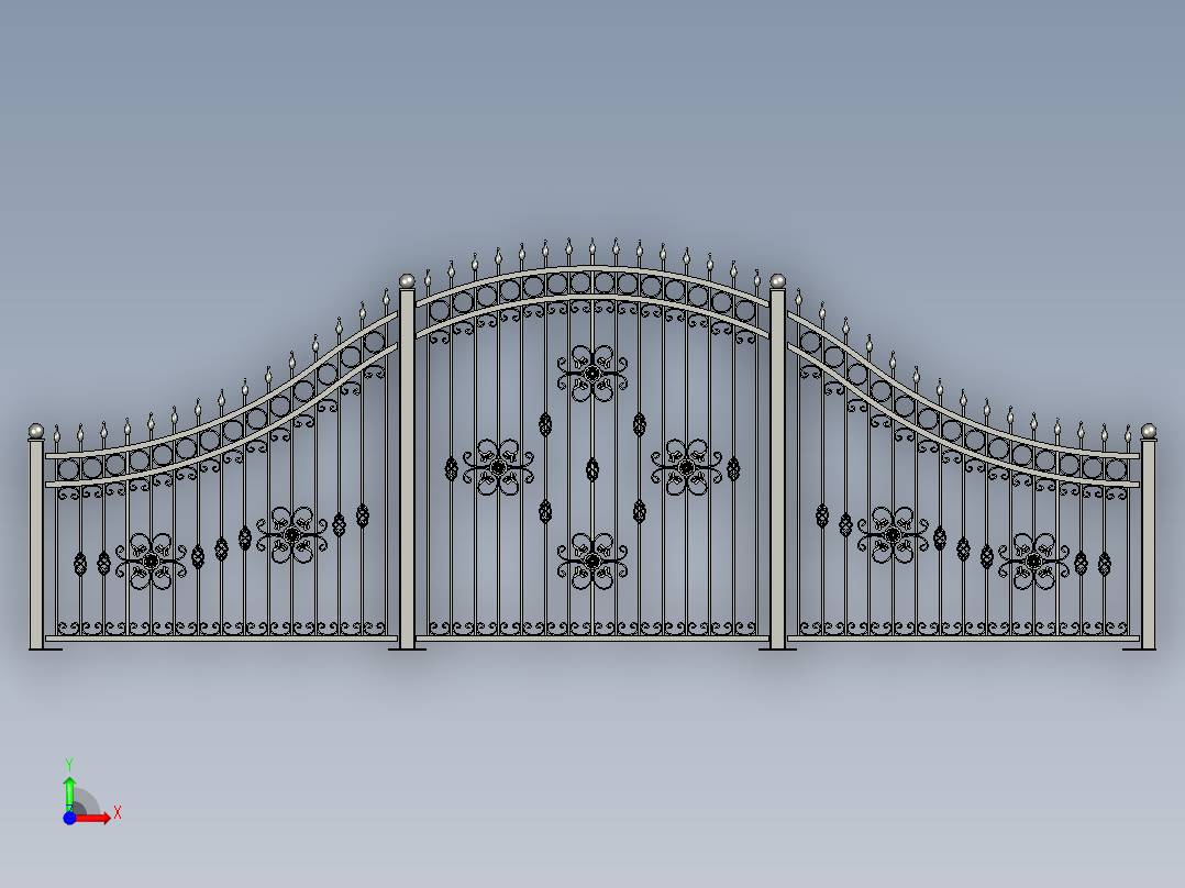 篱笆铁金属前视图