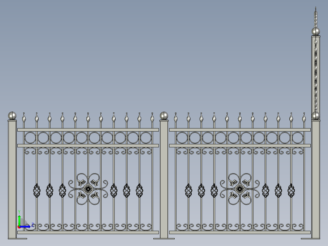 篱笆铁金属左视图