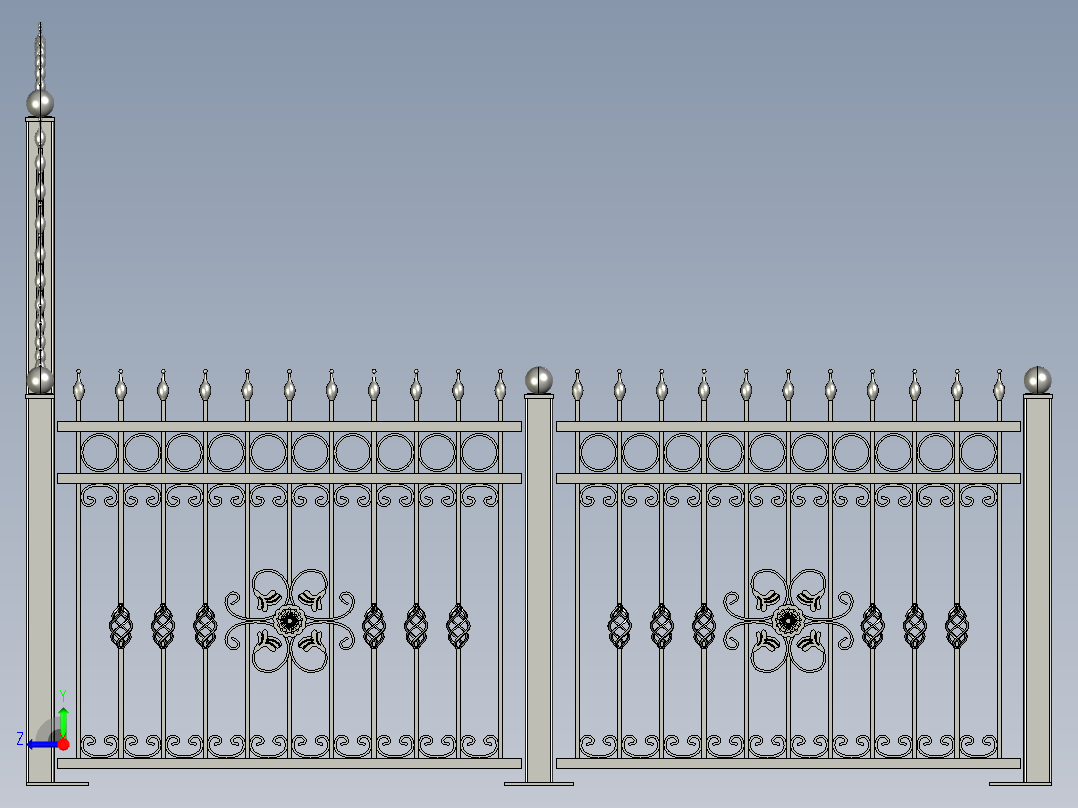 篱笆铁金属右视图