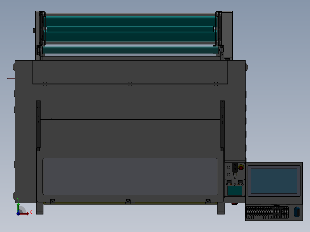激光切割机密网输送线俯视图