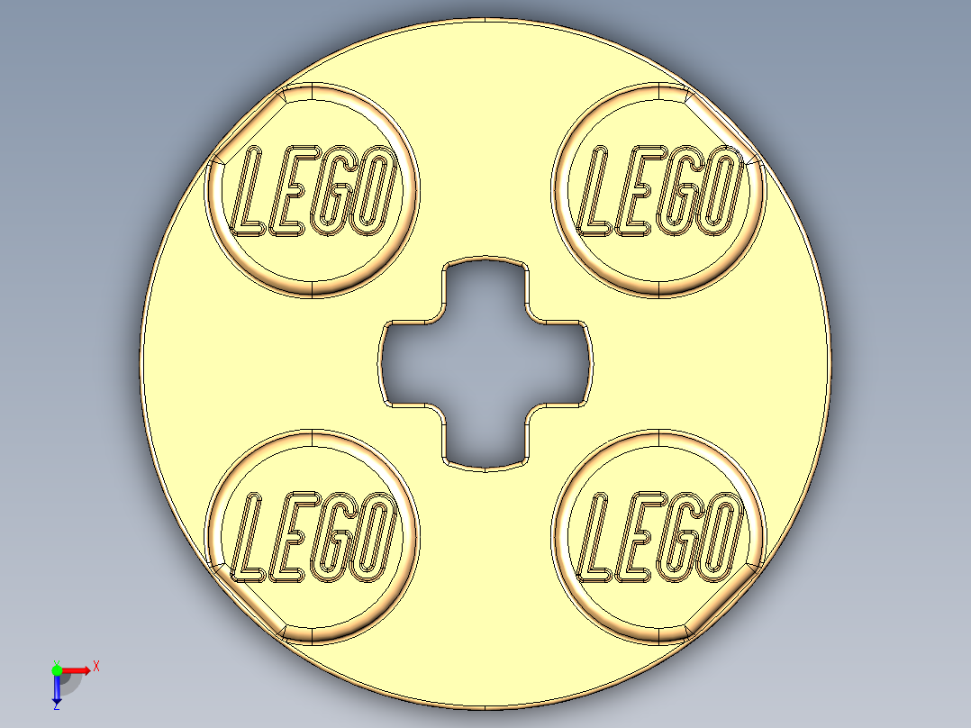 乐高零件 4032 板 2 x 2 圆形-4032 Warm Yellowish Orange Plate 2 x 2 Round.STEP俯视图