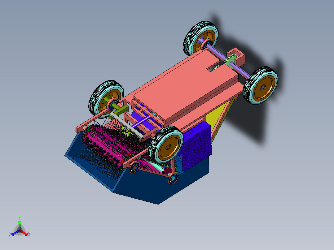 小型农田开荒整地捡石头机器正等轴测图