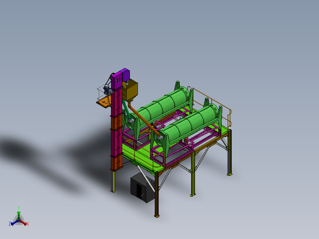 稻谷分离设备sw18可编辑正等轴测图