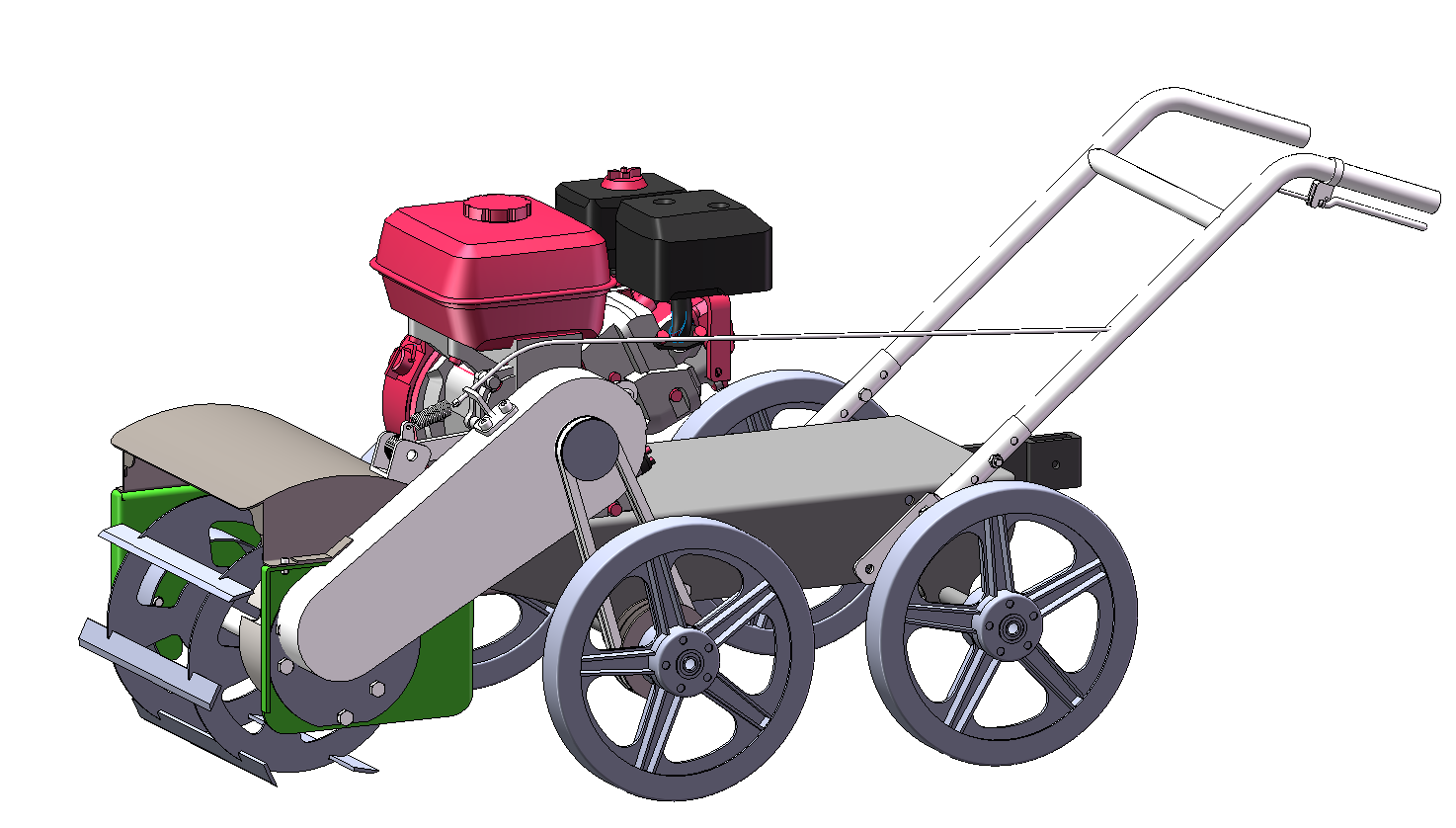 基于手扶拖拉机的除草机3D+装配图+零件图