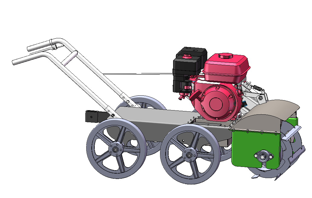 基于手扶拖拉机的除草机3D+装配图+零件图