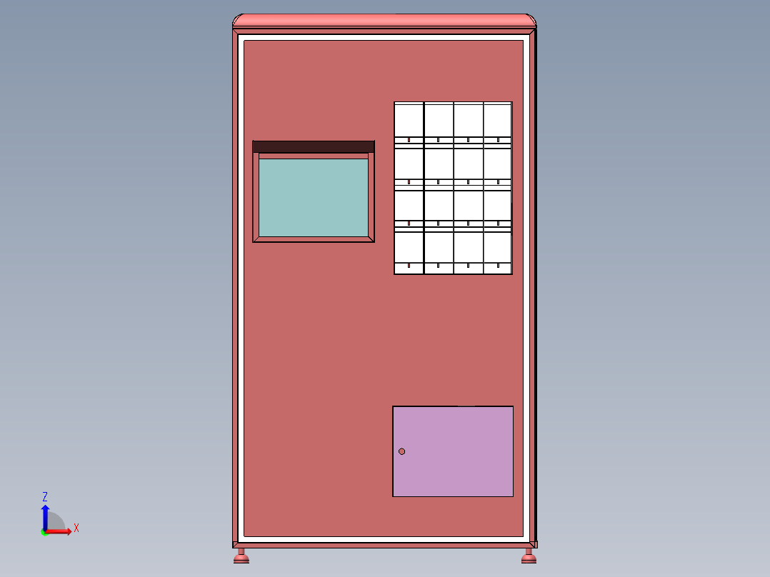 电控柜、立式口红自动售卖机前视图