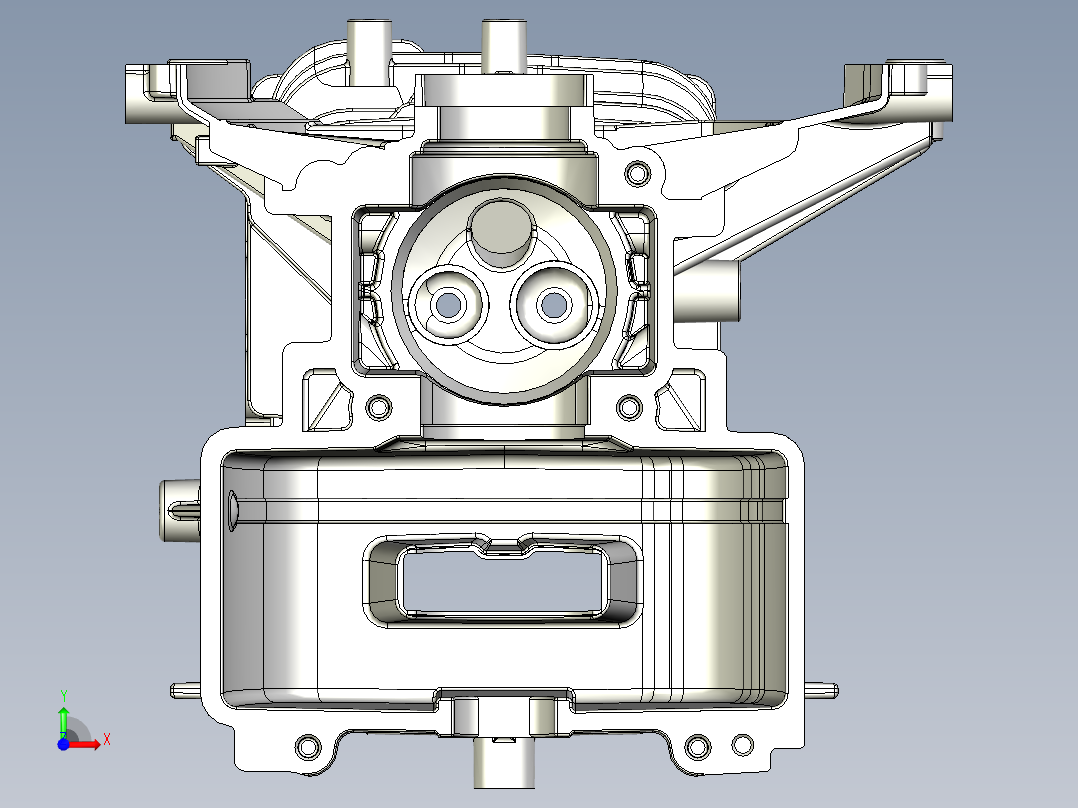 GX35汽油机缸体毛坯三维图前视图
