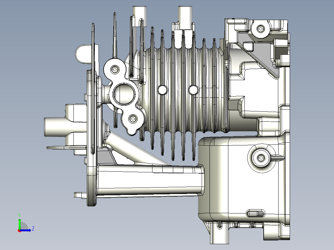 GX35汽油机缸体毛坯三维图左视图