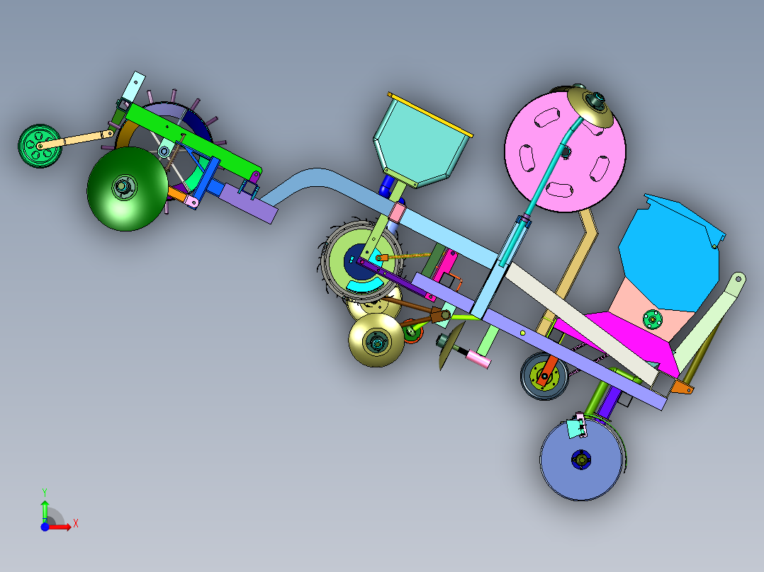 多行行距蔬菜株种植机前视图