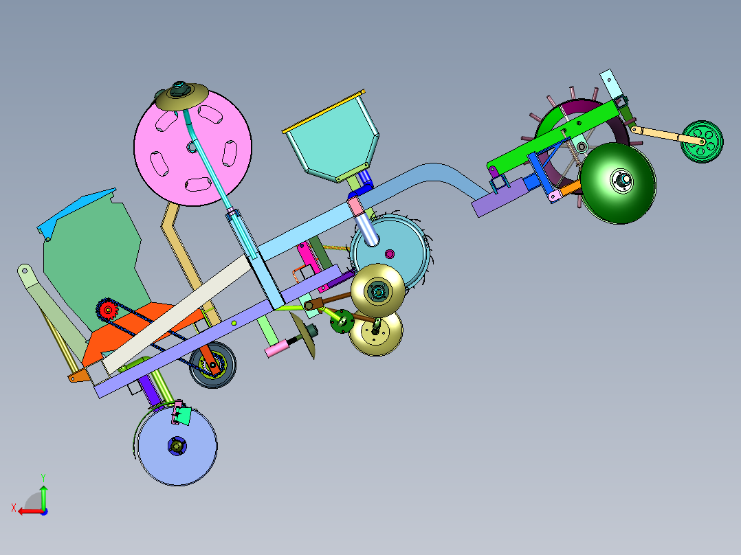 多行行距蔬菜株种植机后视图