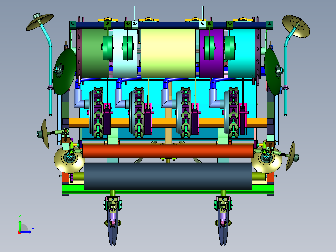 多行行距蔬菜株种植机左视图