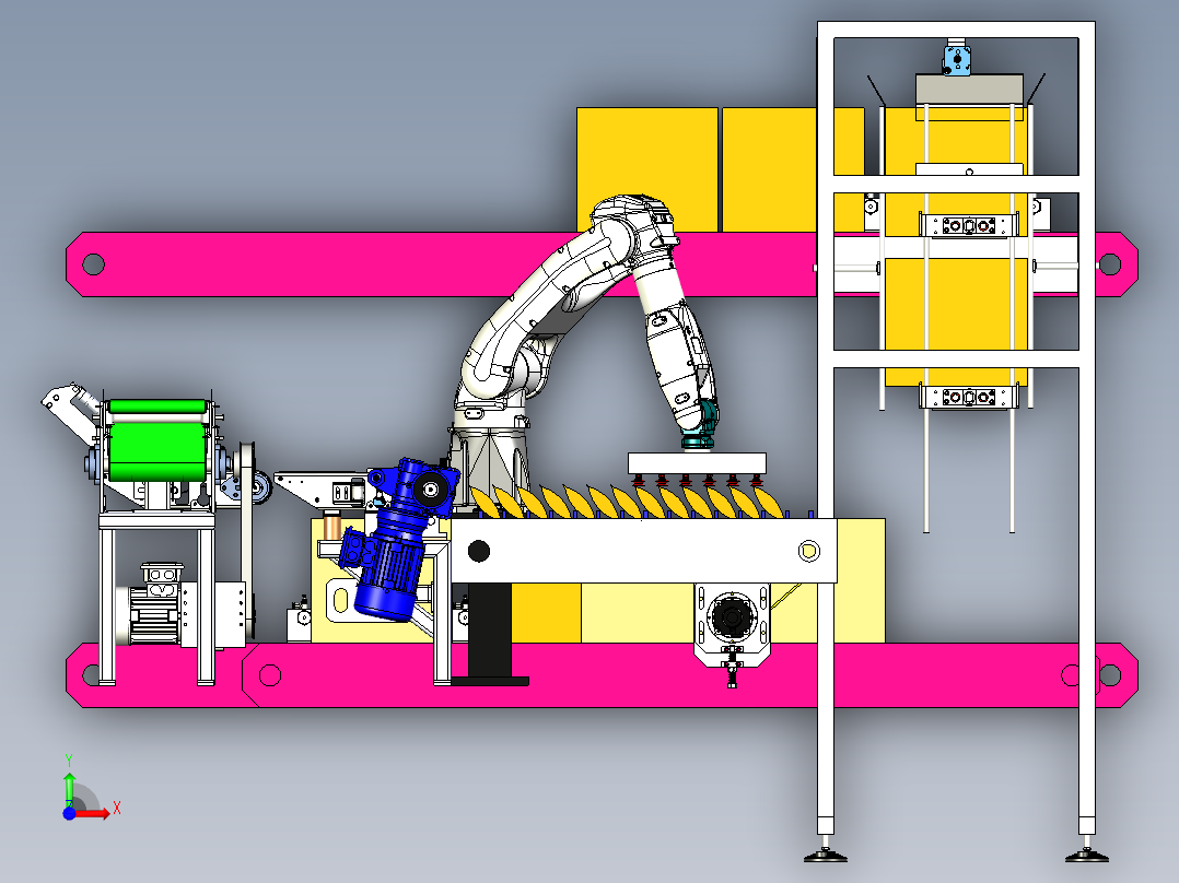 包装袋生产线3D前视图