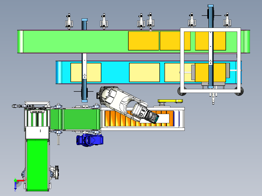 包装袋生产线3D俯视图