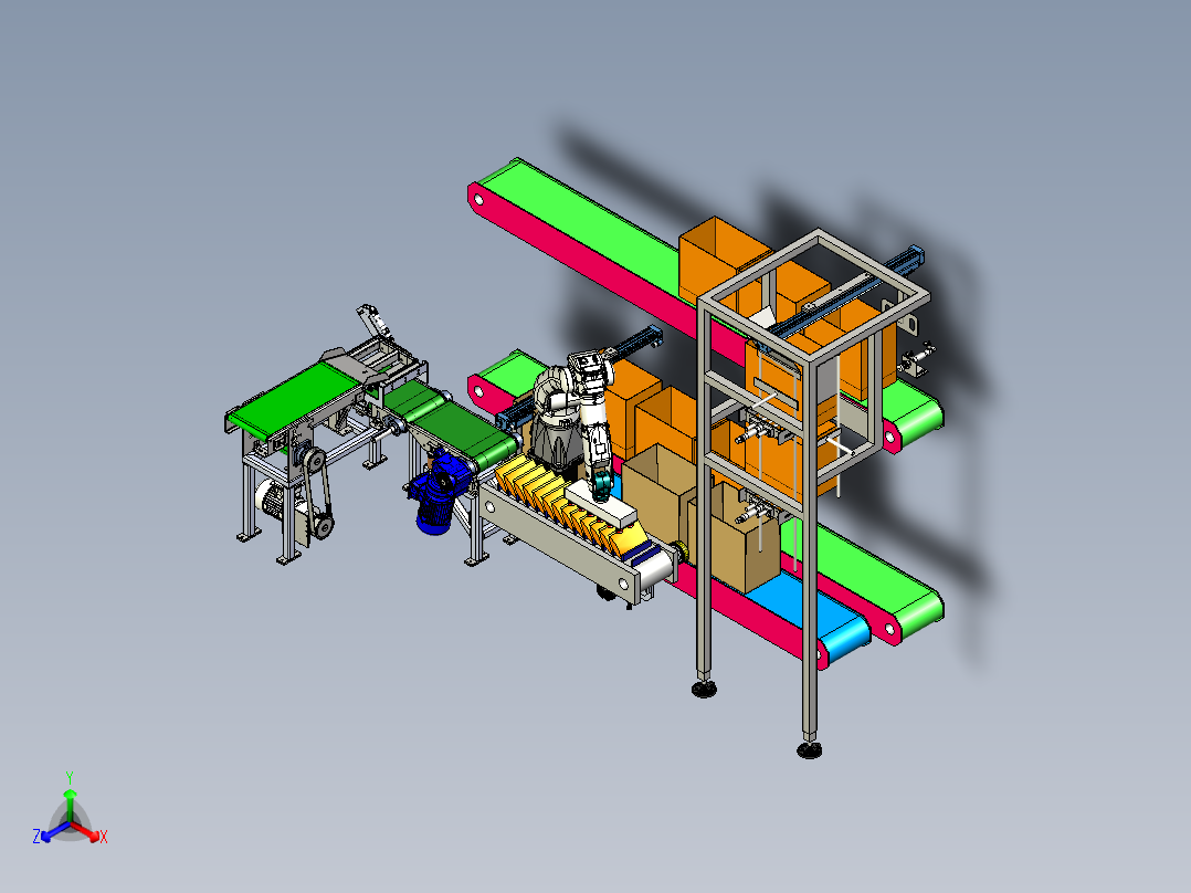 包装袋生产线3D正等轴测图