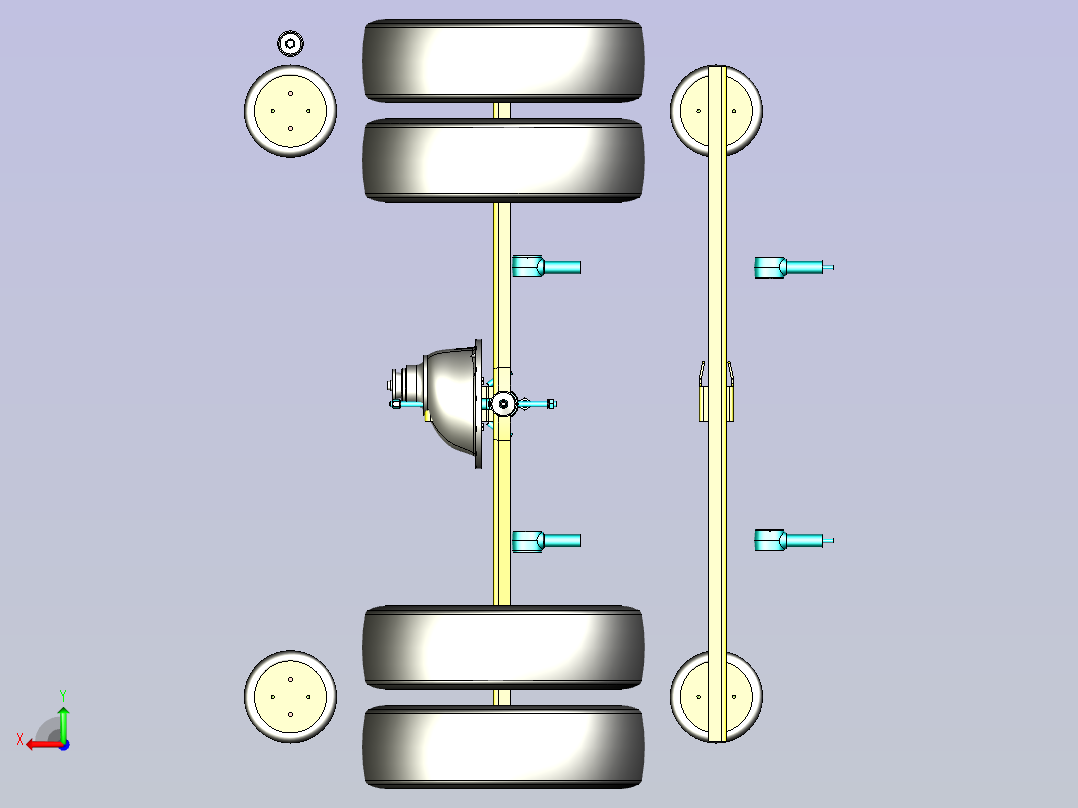 发动机后悬架模型3D图纸三维模型后视图