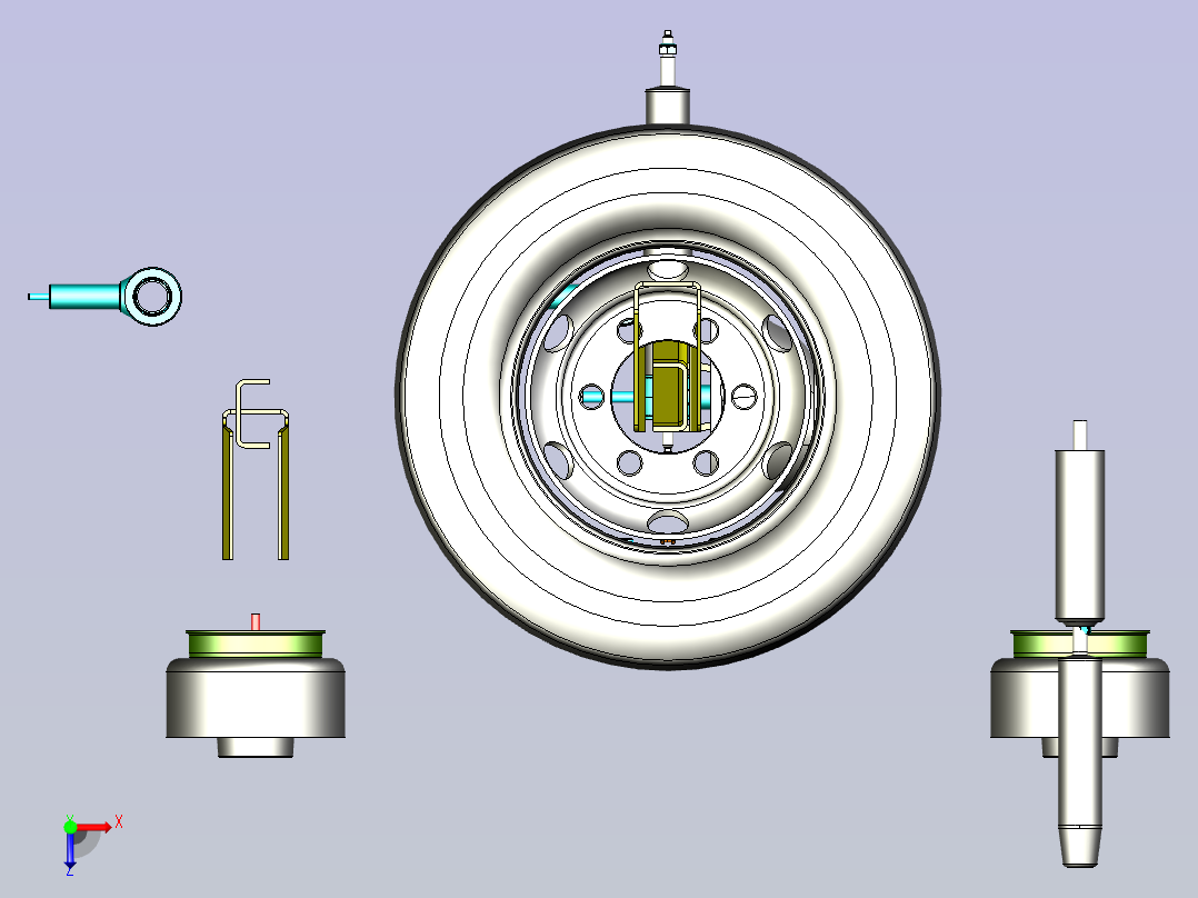 发动机后悬架模型3D图纸三维模型俯视图