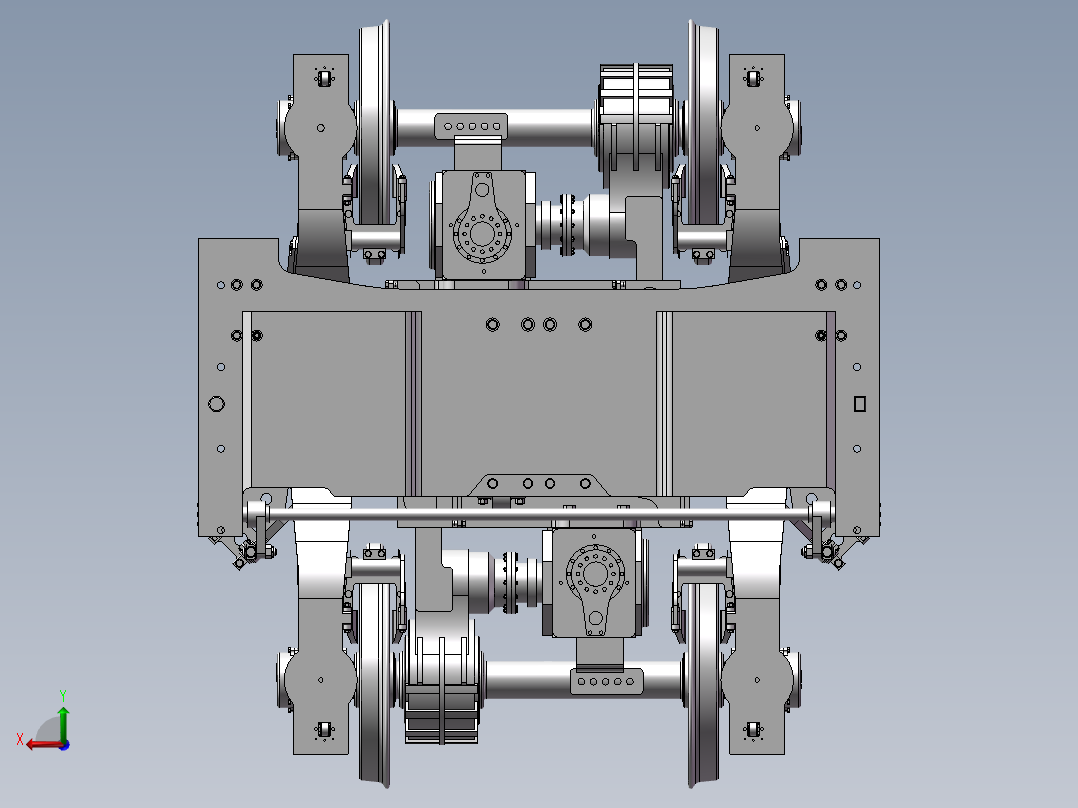 高速动车组动力转向架3D图纸 G562后视图