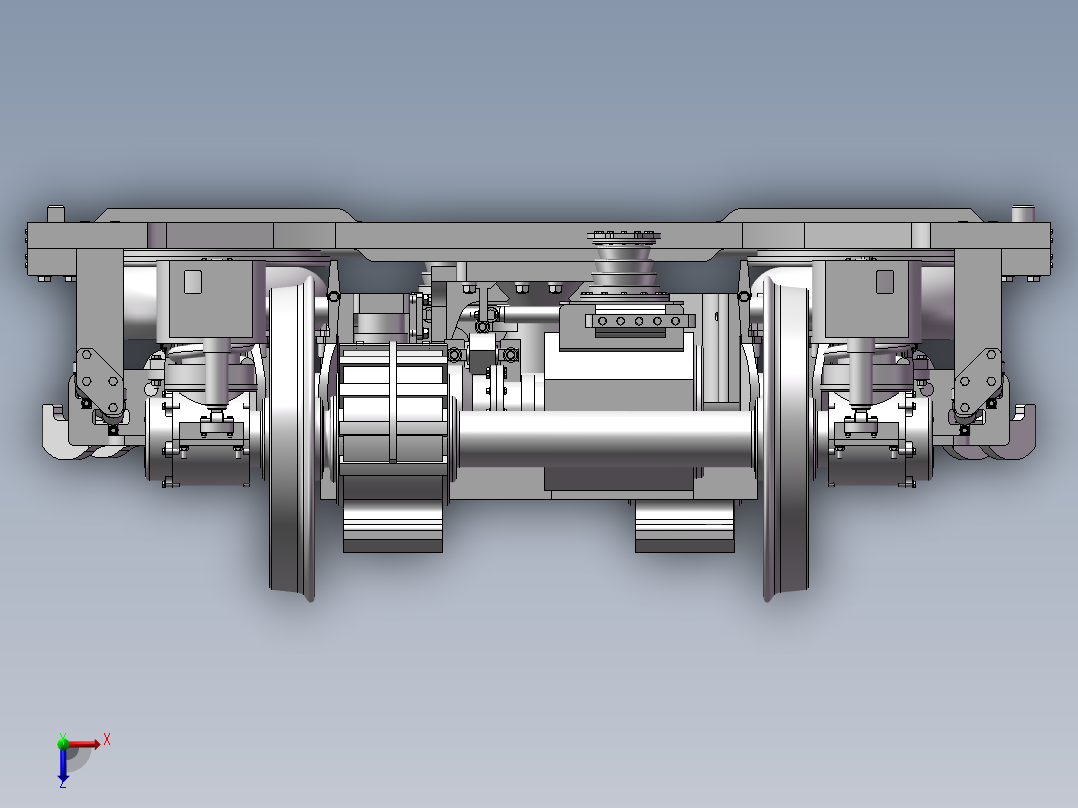高速动车组动力转向架3D图纸 G562俯视图