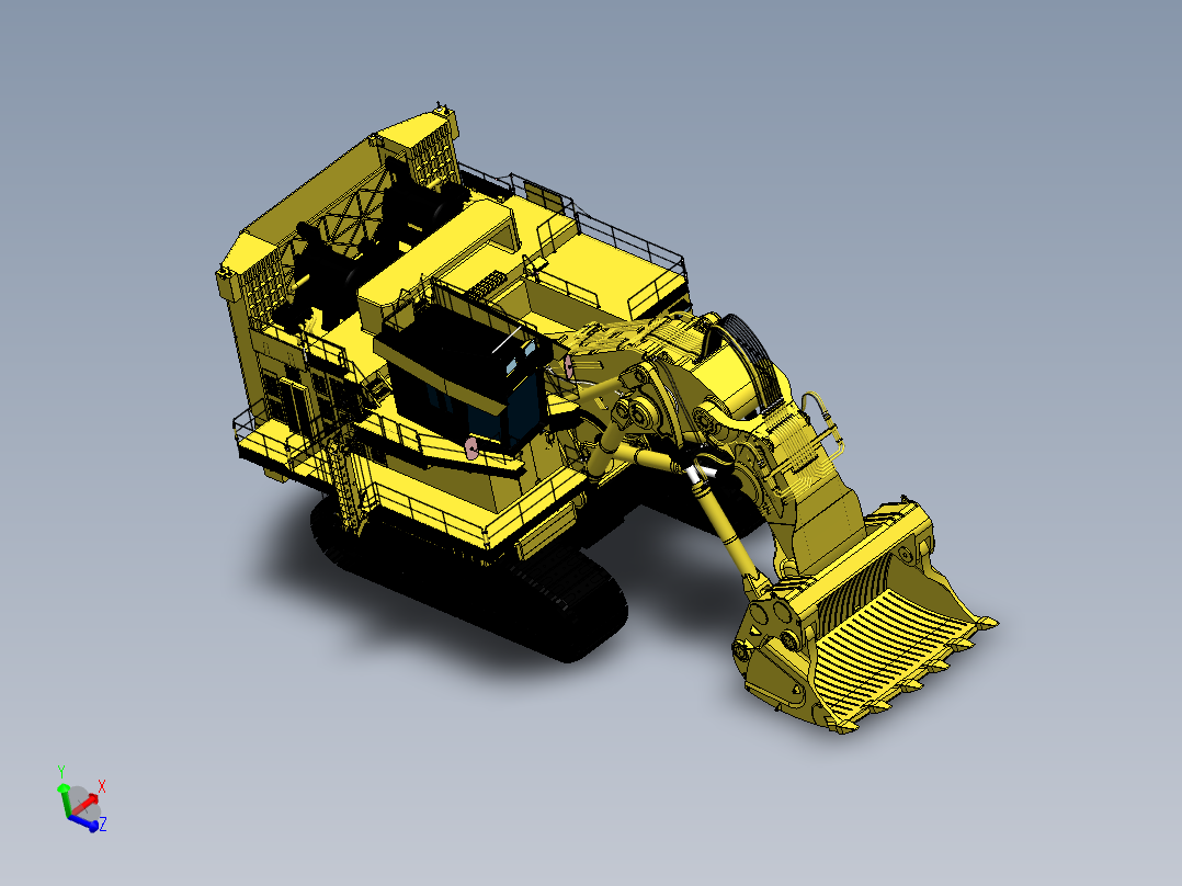 Caterpillar CAT 6021B大型挖掘机造型3D建模图纸 Solidworks设计