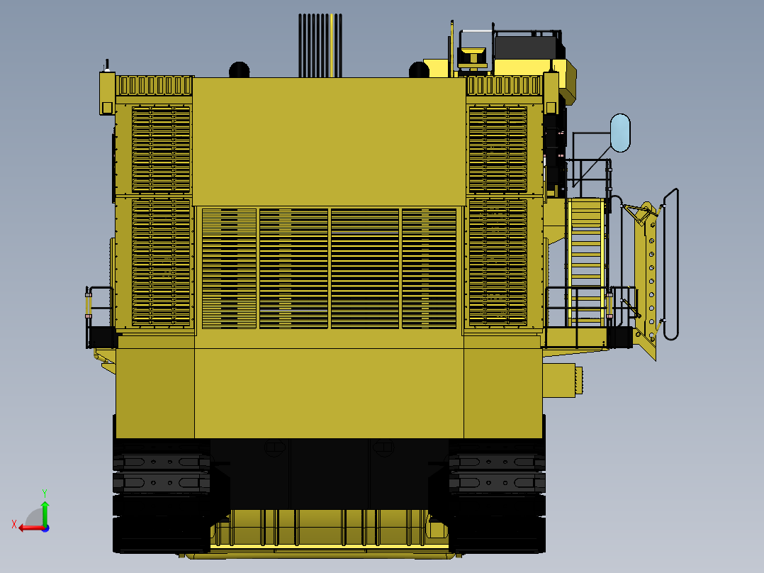 Caterpillar CAT 6021B大型挖掘机造型3D建模图纸 Solidworks设计后视图