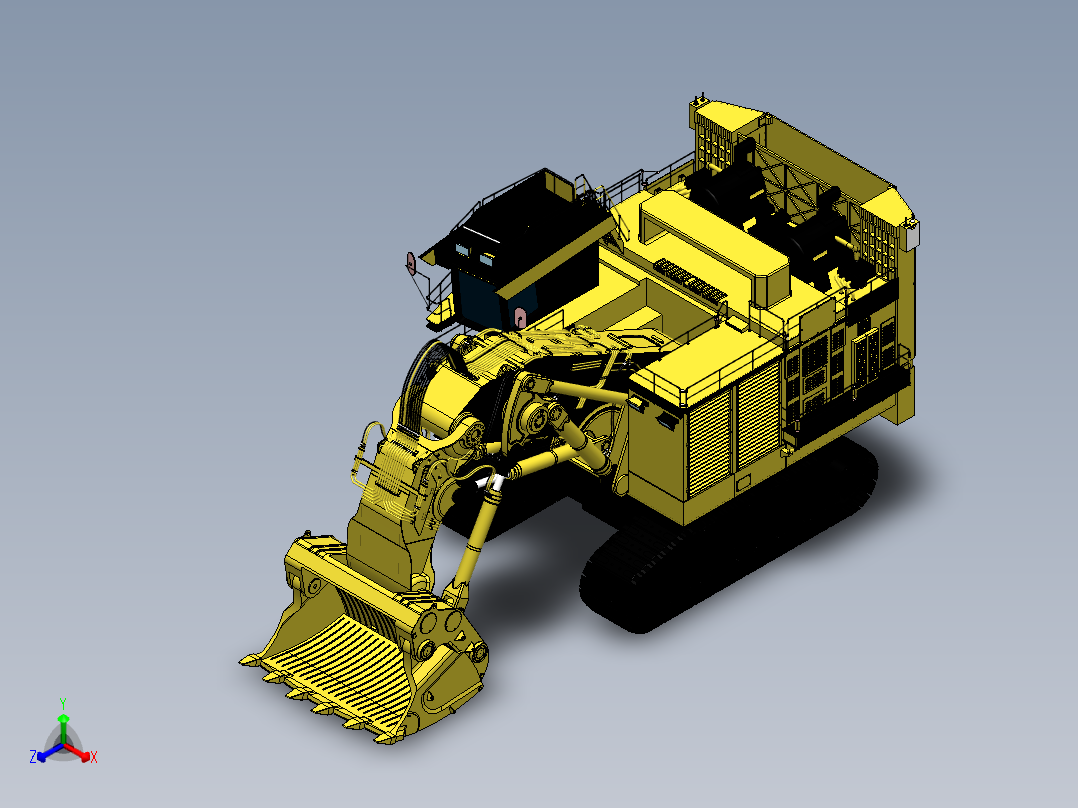 Caterpillar CAT 6021B大型挖掘机造型3D建模图纸 Solidworks设计正等轴测图