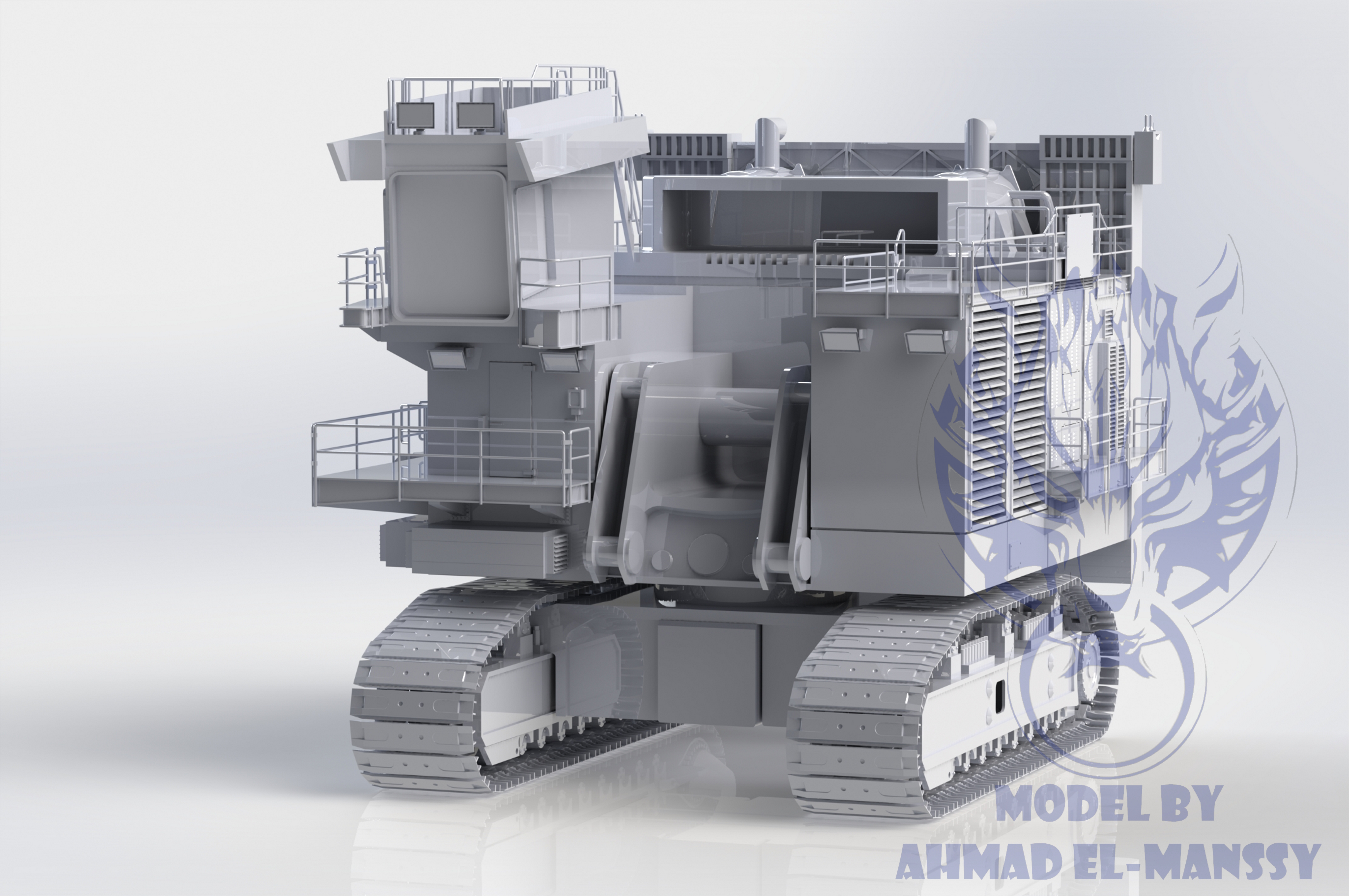Caterpillar CAT 6021B大型挖掘机造型3D建模图纸 Solidworks设计