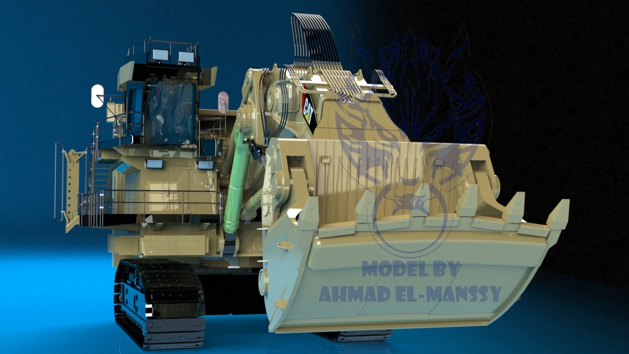 Caterpillar CAT 6021B大型挖掘机造型3D建模图纸 Solidworks设计