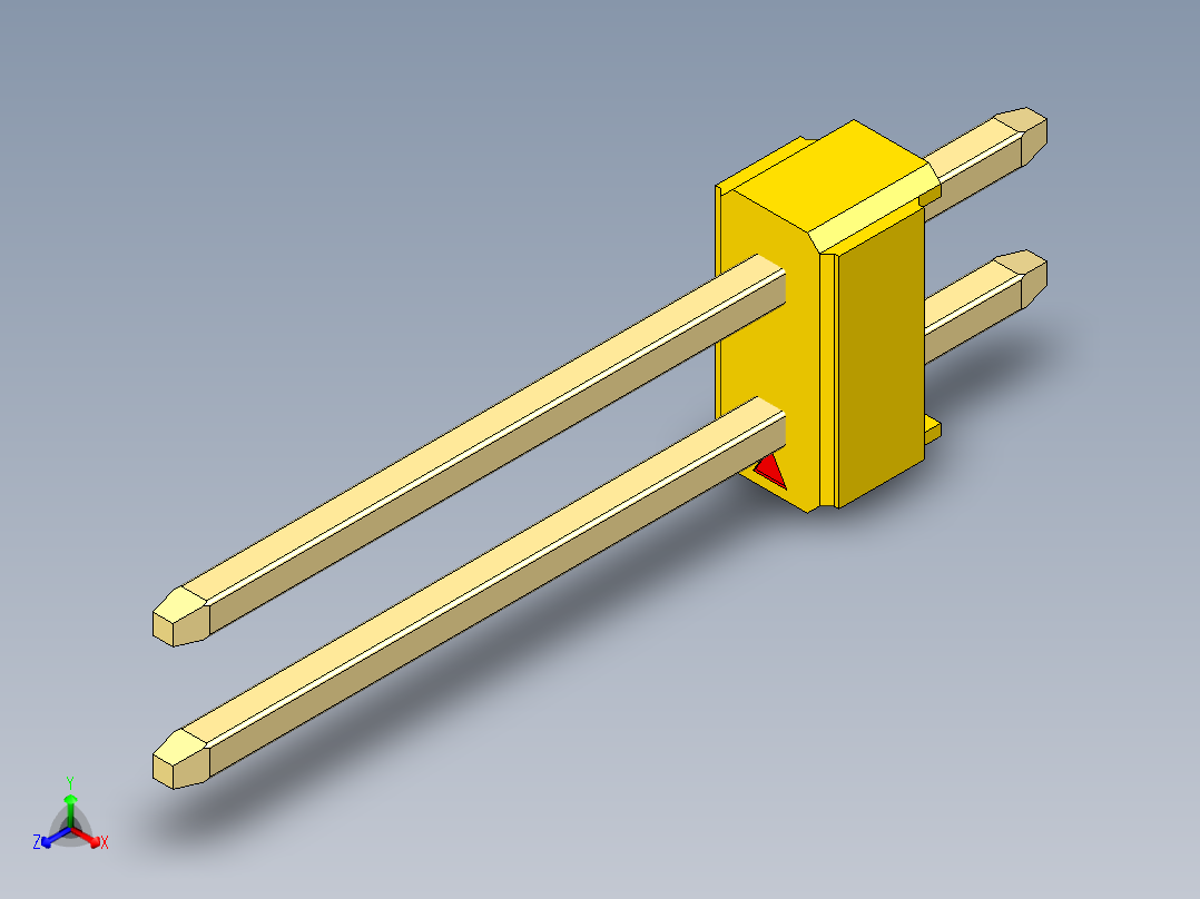 彩色公头100mil（2.54mm）系列-DS1021_yellow_2x01p_100mil_Type5_rev1.0主视图