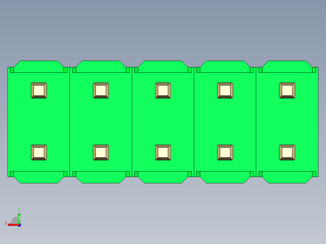 彩色公头100mil（2.54mm）系列-DS1021_green_2x05p_100mil_Type43_rev1.0后视图