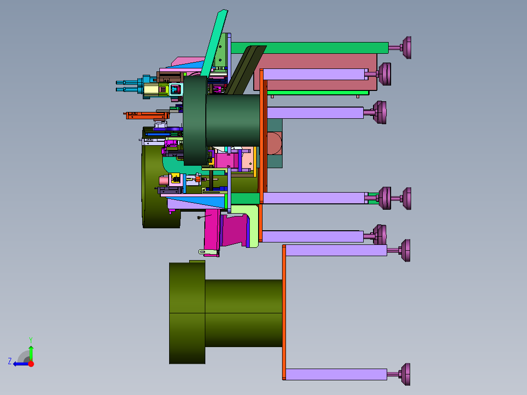 内杆内筒外斗自动组合机右视图