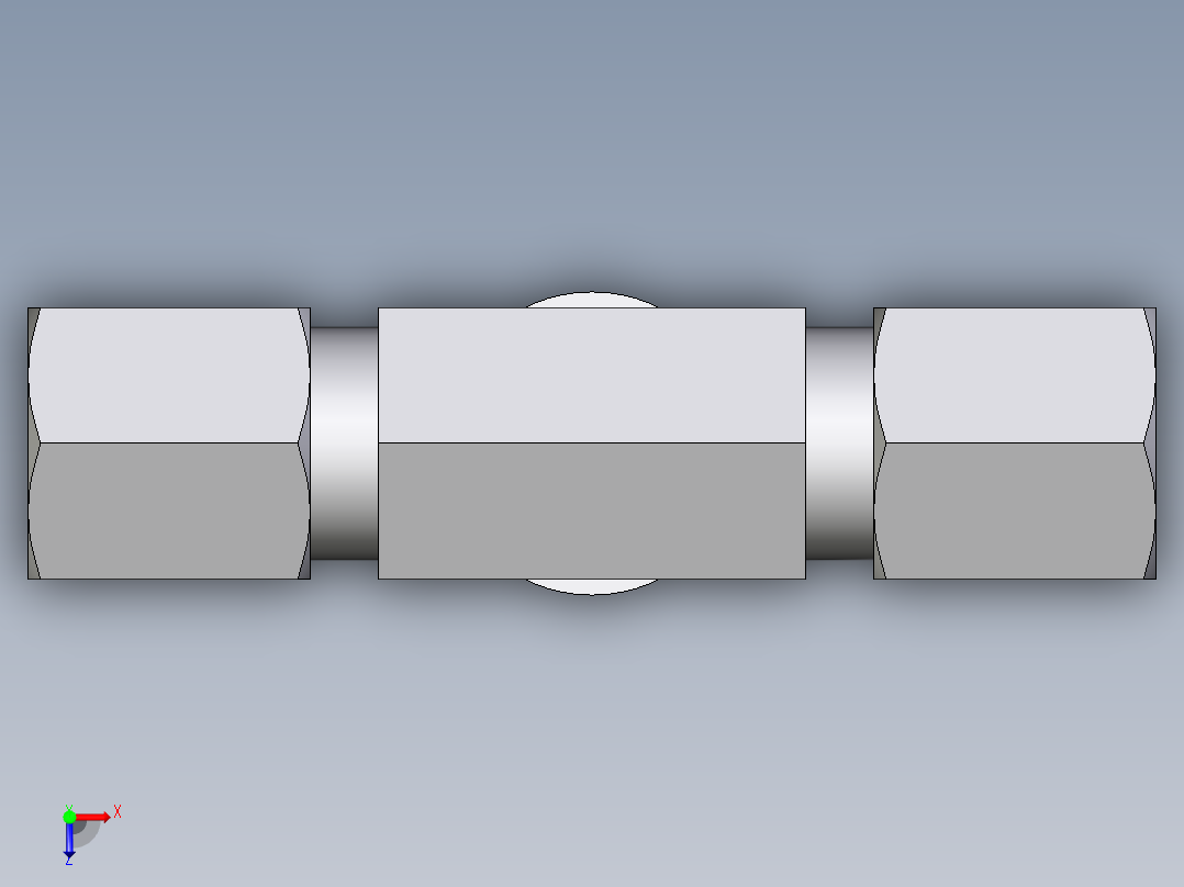 卡套式工业通用硬管接头EO_Adjustable_locknut_branch_tee_TEE06LMCF俯视图