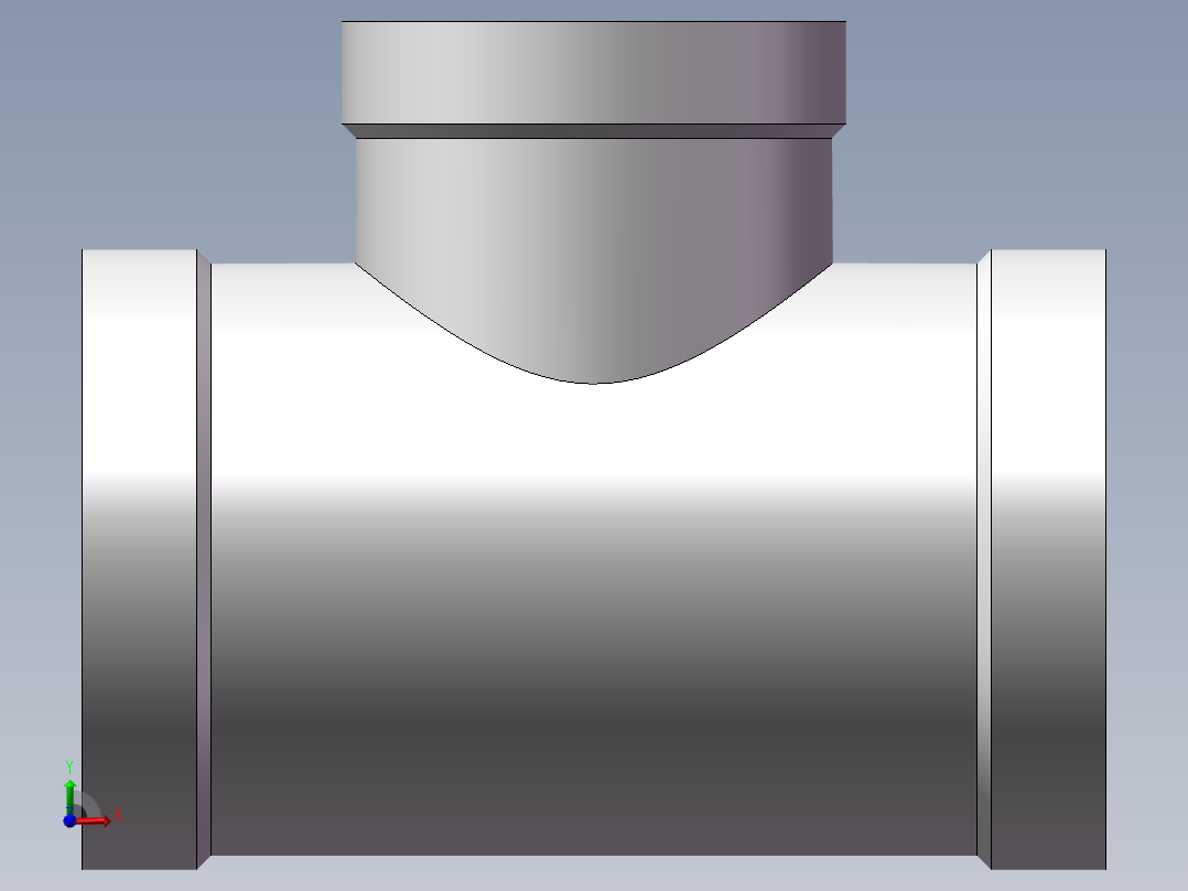 三通-异径 DN32-DN25前视图