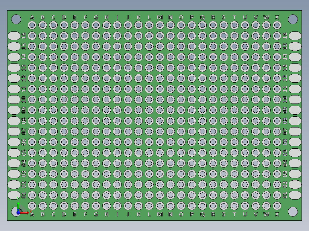电容器 二极管 电阻器-50mm x 70mm Proto PCB主视图