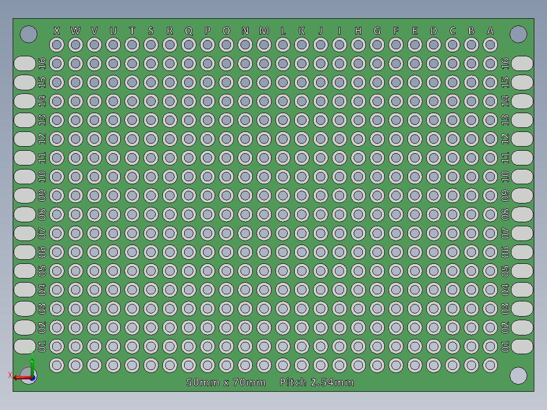 电容器 二极管 电阻器-50mm x 70mm Proto PCB后视图
