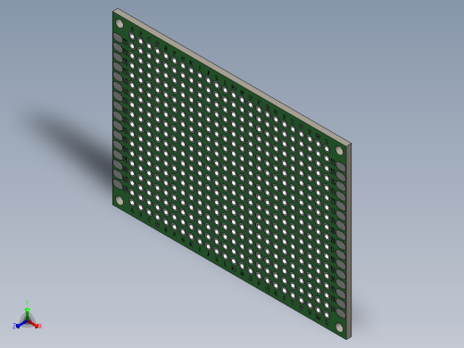 电容器 二极管 电阻器-50mm x 70mm Proto PCB正等轴测缩略图