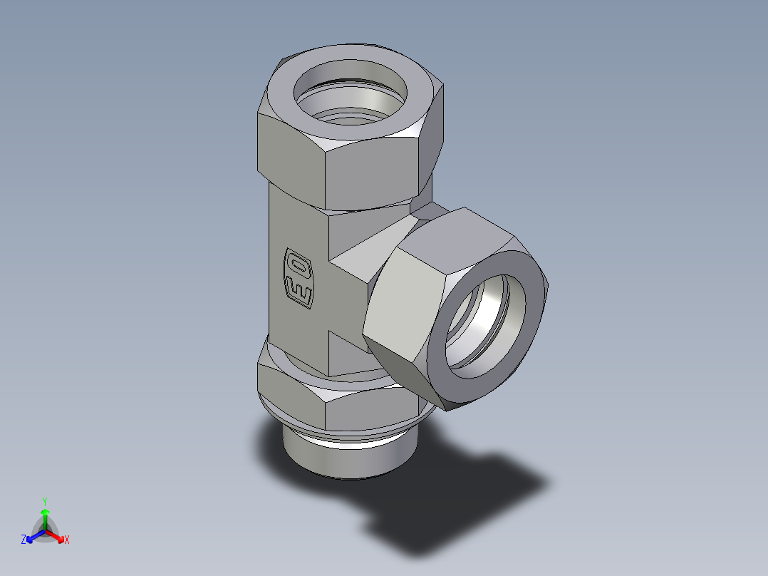 卡套式工业通用硬管接头EO_Adjustable_locknut_run_tee_LEE28LRCF主视图