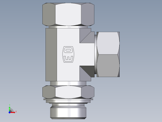 卡套式工业通用硬管接头EO_Adjustable_locknut_run_tee_LEE28LRCF前视缩略图