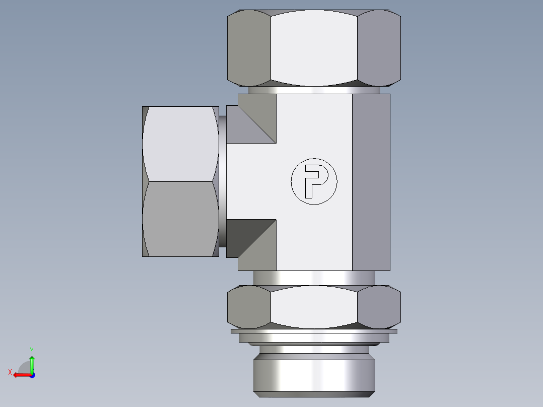 卡套式工业通用硬管接头EO_Adjustable_locknut_run_tee_LEE28LRCF后视图