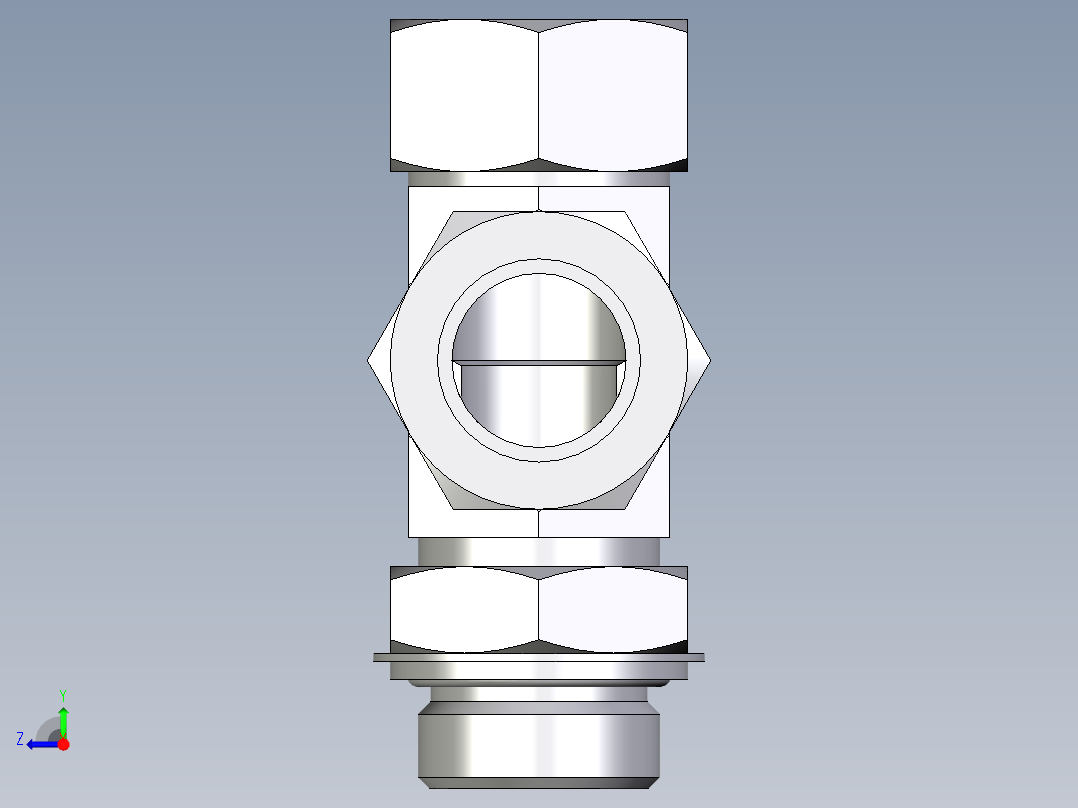 卡套式工业通用硬管接头EO_Adjustable_locknut_run_tee_LEE28LRCF右视图